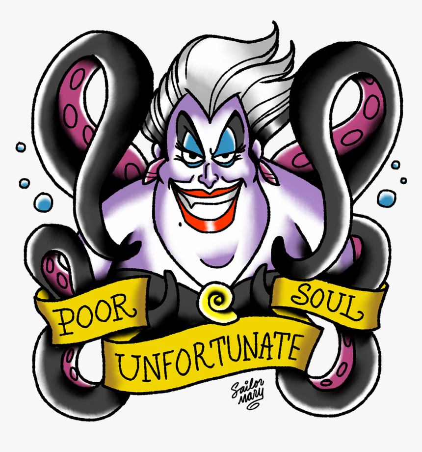 Disney Villain Tattoo Flash On Behance Disney Sleeve - Ursula Clipart, HD Png Download
