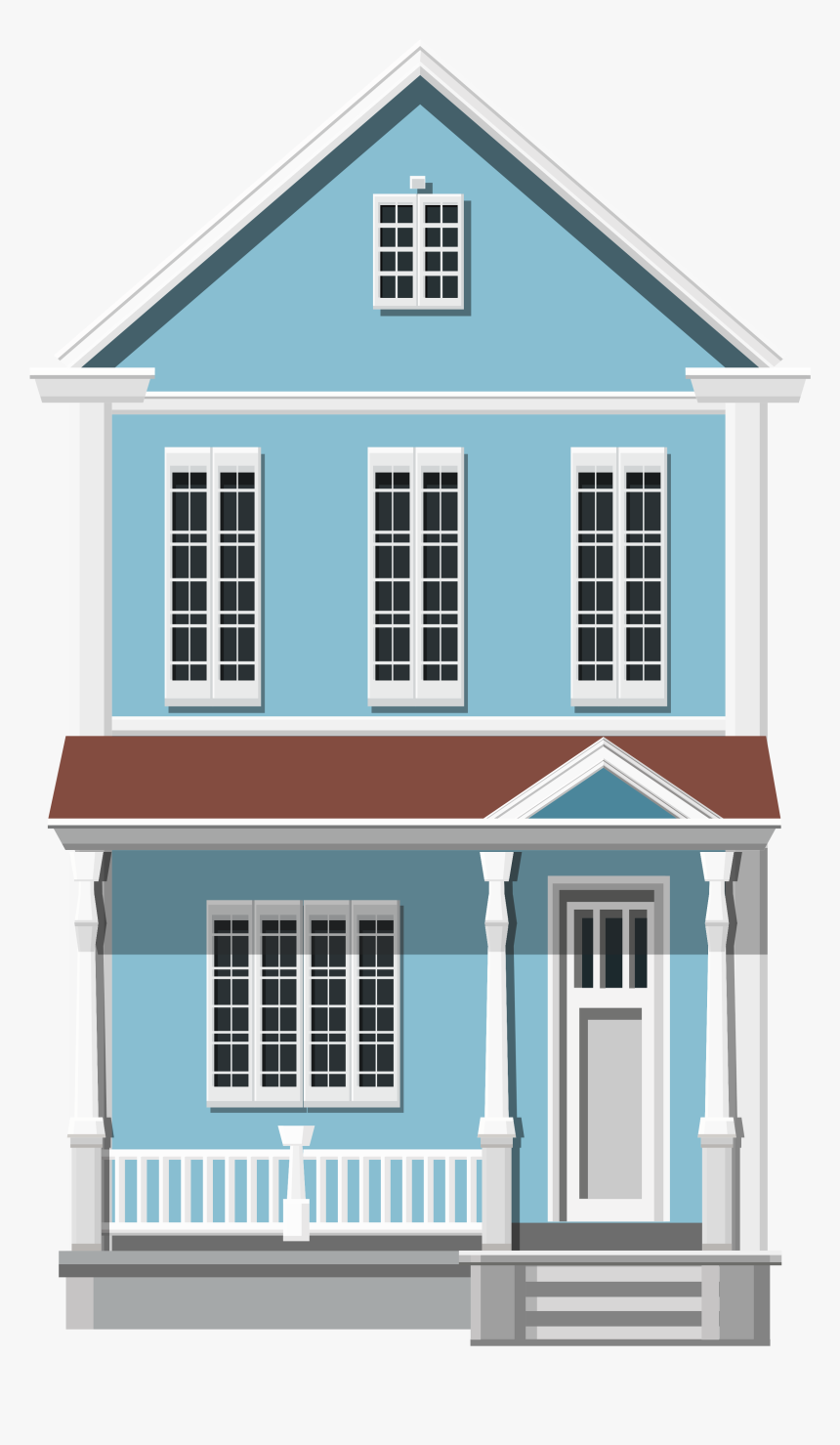 Blue House Png Clip Art - European House Png, Transparent Png