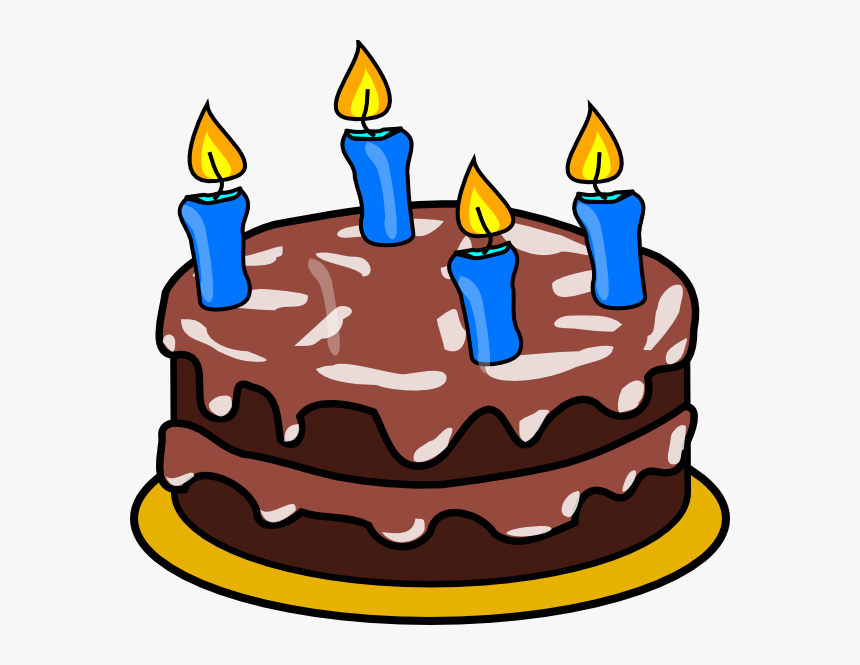 Birthday Cake Four Candles Svg Clip Arts - Chocolate Birthday Cake Clipart, HD Png Download
