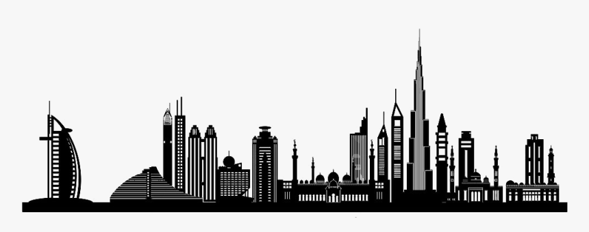 Dubai Silhouette Clip Art City Building - Dubai Building Vector Png, Transparent Png