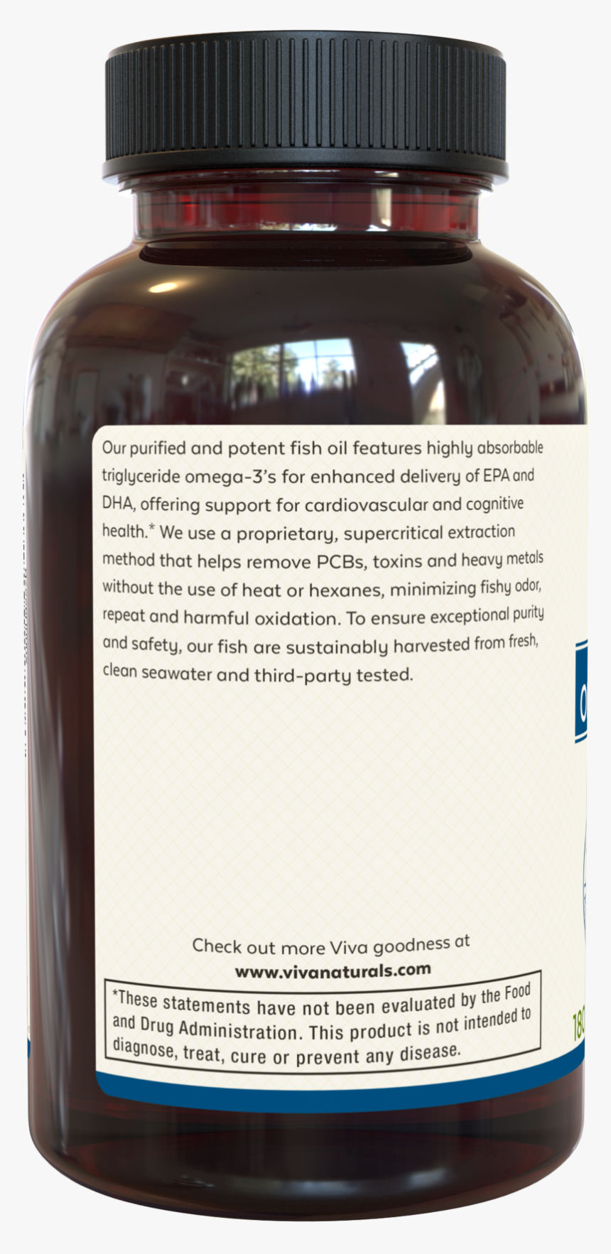 Viva Naturals Omega 3 Fish Oil 180 Capsules, Bottle - Omega 3 Viva Naturals, HD Png Download