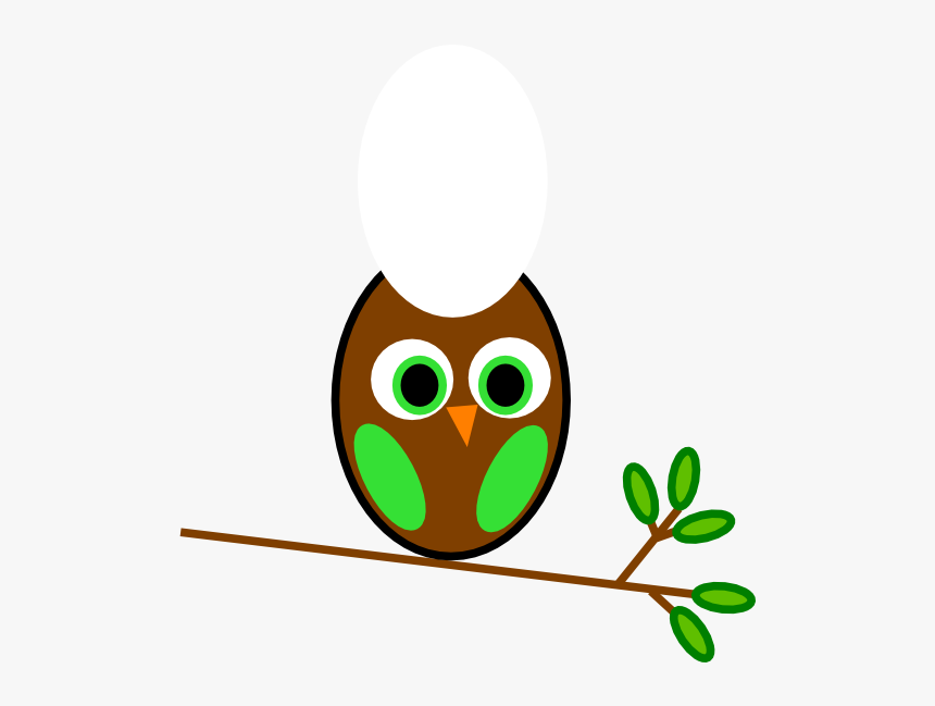 Brown Green Owl Svg Clip Arts - Owls On A Branch Cartoon, HD Png Download