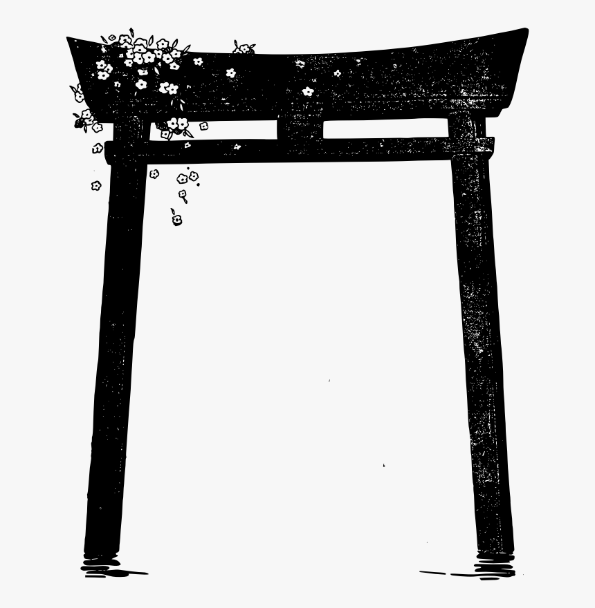 Angle,monochrome Photography,rectangle - Torii Gate Black And White, HD Png Download