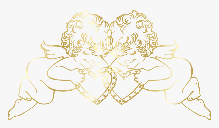 Angel Clipart Decorative - Gold Angels Png, Transparent Png