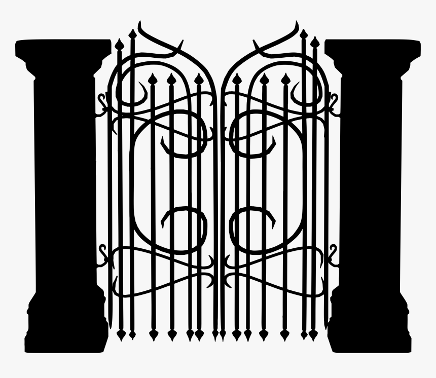 Visual Arts,symmetry,monochrome Photography - Gate Silhouette Png, Transparent Png