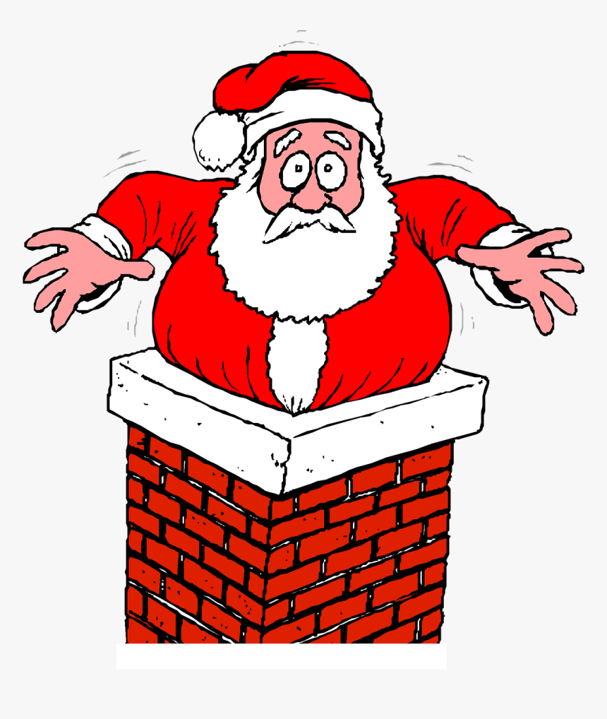Santa, Chimney, Stuck, Christmas, Holiday, Present - Father Christmas Stuck In Chimney, HD Png Download