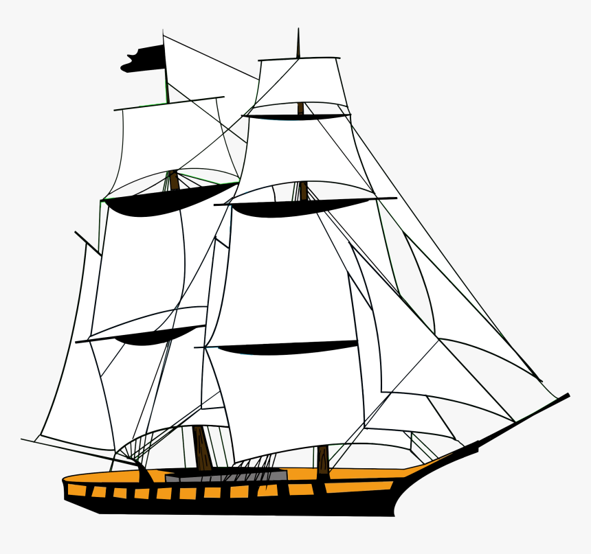 Sailing Ship White Clip Arts - Ship Clipart Transparent Background, HD Png Download