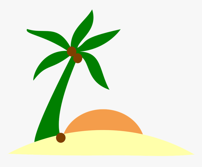 Sunset Clipart Plam Tree - Palm Tree Island Clipart Png, Transparent Png
