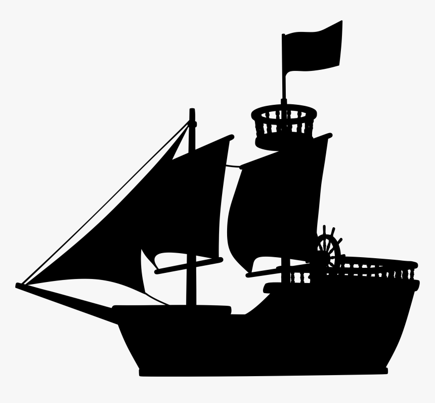 Clipart - - Pirate Ship Silhouette Png, Transparent Png