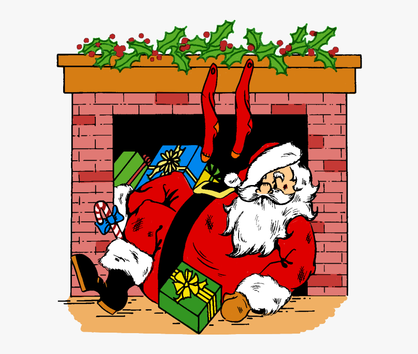 Santa In Chimney Clipart, HD Png Download