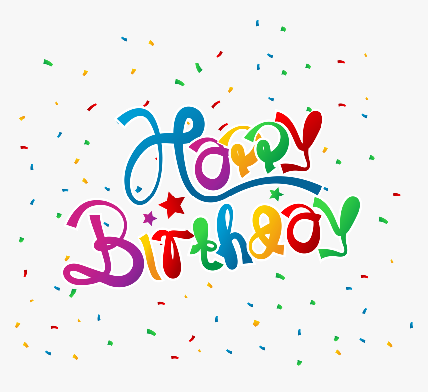 Number 2 Clipart Happy Birthday - Happy Birthday With Confetti, HD Png Download