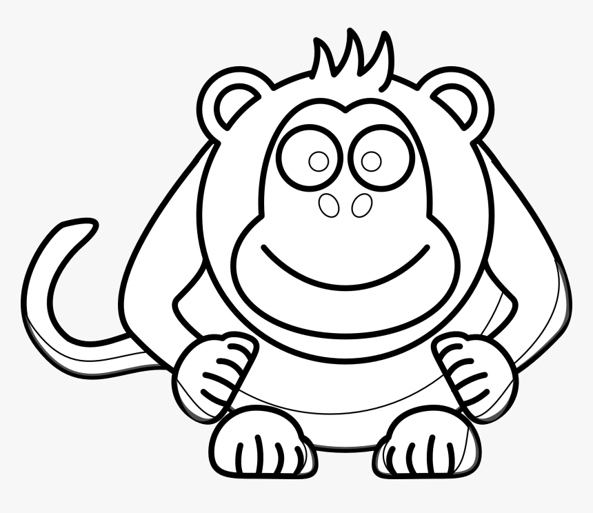 Transparent Pig Face Png - Chimpanzees Cartoon Black And White, Png Download