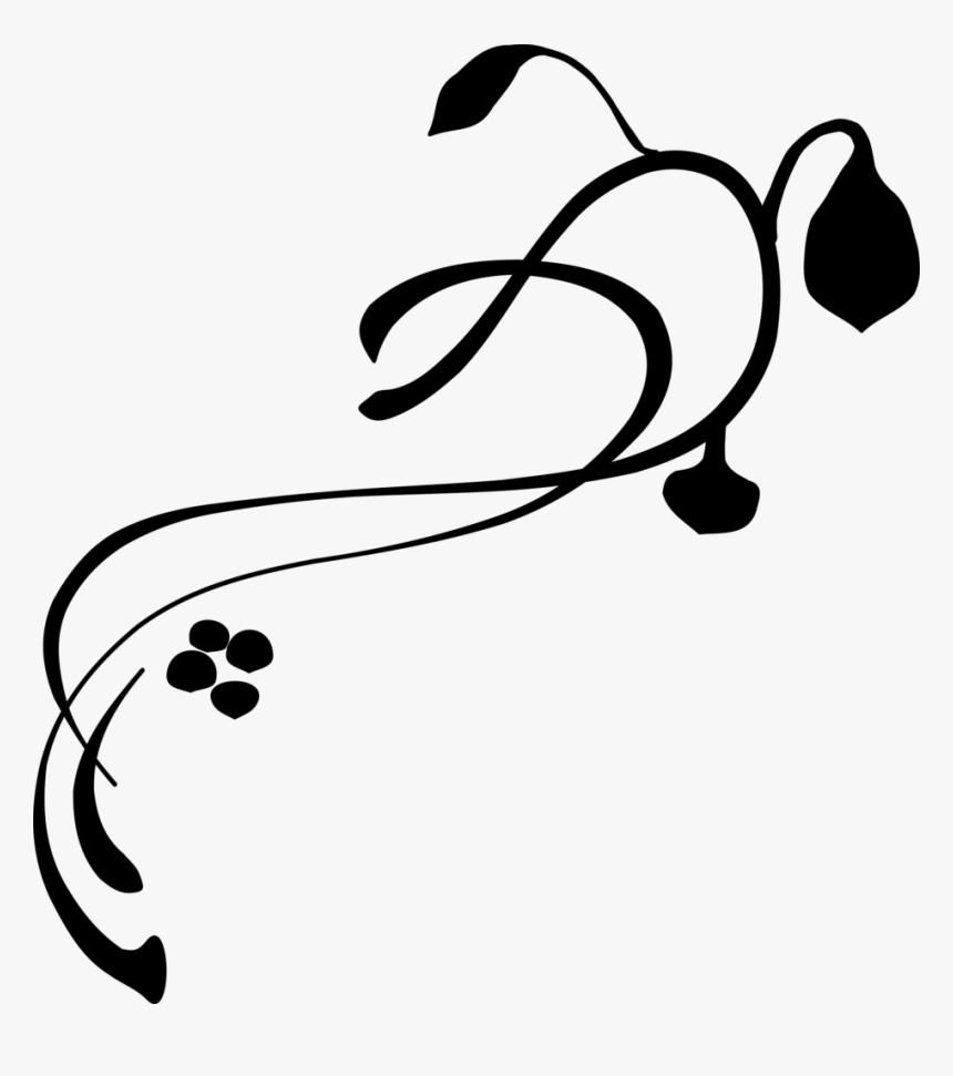 Decorative Swirl Clip Art - Vines Black And White, HD Png Download