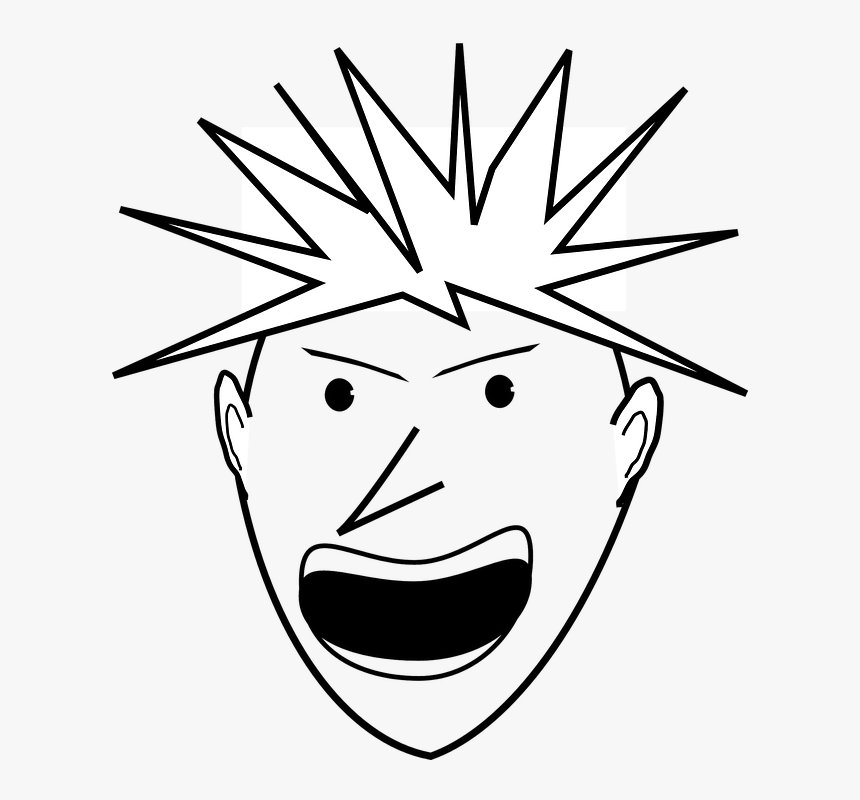 Screaming Face Png - Angry Girl Clipart Black And White, Transparent Png