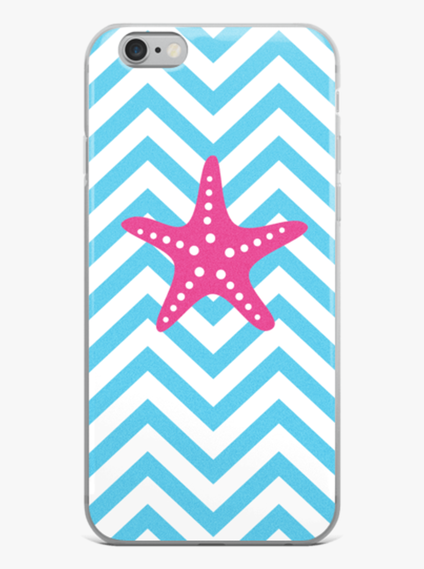 Hot Pink Starfish On Blue Chevron Iphone Case - Cute Phone Case Patterns, HD Png Download