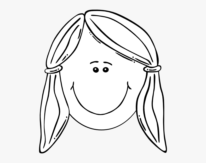 Girl Face Black And White Clipart, HD Png Download