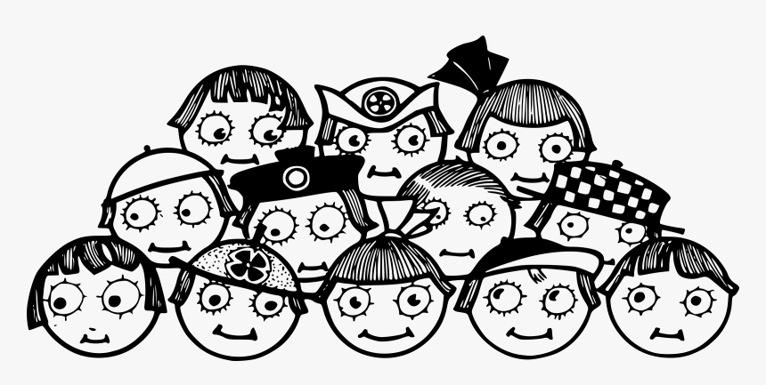 Creepy Kids Faces Clip Arts - Kids Cartoon Black White Png, Transparent Png
