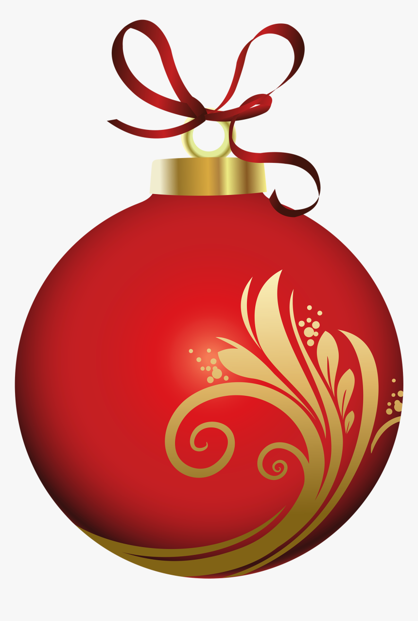Red Christmas Ball With Decoration Png Clipart - Christmas Ball Decoration Png, Transparent Png