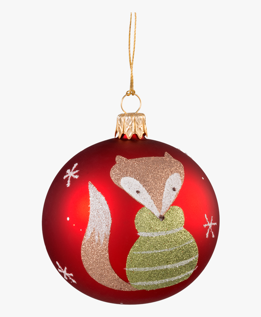 Christmas Ball Ornament Red With Fox, 7 Cm - Christmas Ornament, HD Png Download