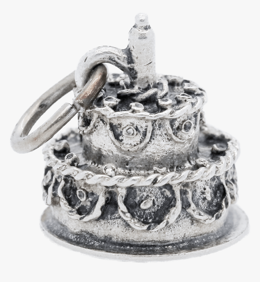 Vintage Sterling Silver Birthday Cake Happy Birthday - Body Jewelry, HD Png Download