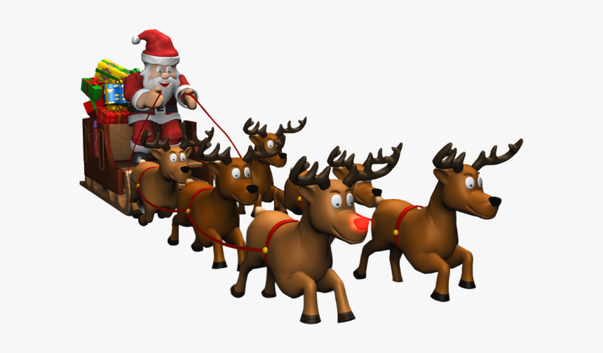 Santa Sleigh Png - Santa With Rudolph Png, Transparent Png