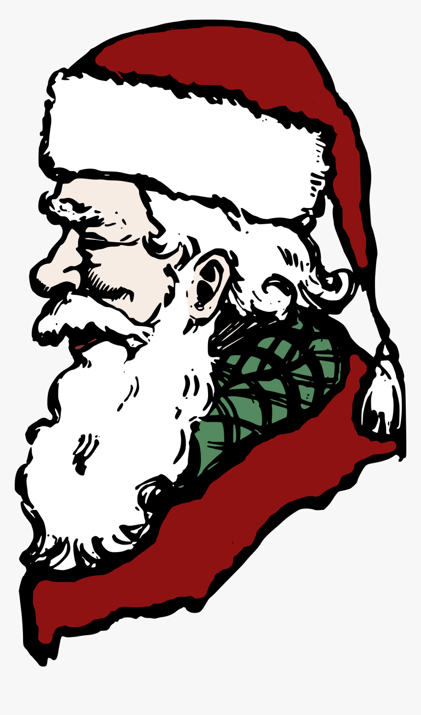 Art,fictional Character,black - Cartoon Santa Claus Drawing, HD Png Download