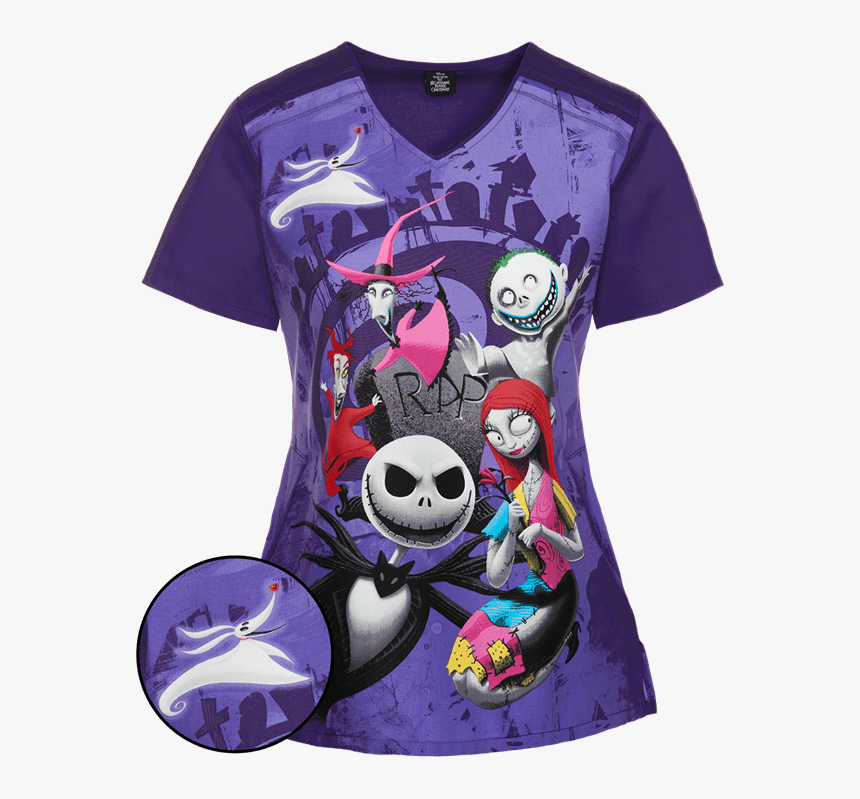 Nightmare Before Christmas Rip Print Scrub Top, HD Png Download
