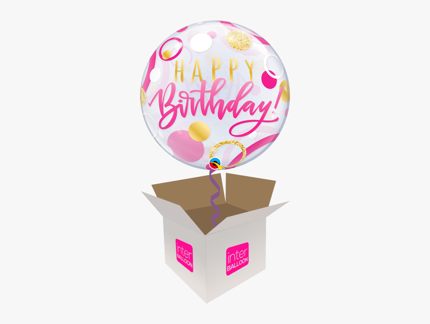 22″ Pink & Gold Happy Birthday Bubble - Balloon, HD Png Download