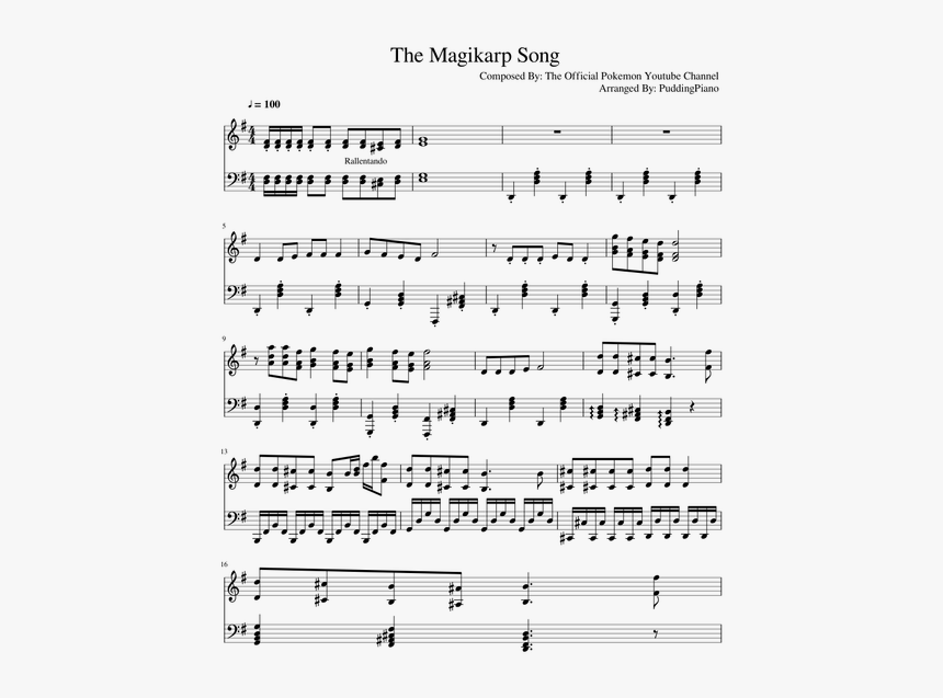 Magikarp Song Piano Sheet Music, HD Png Download
