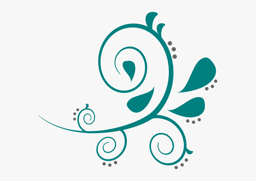 Flourish Png Transparent - Teal Swirls Clip Art, Png Download