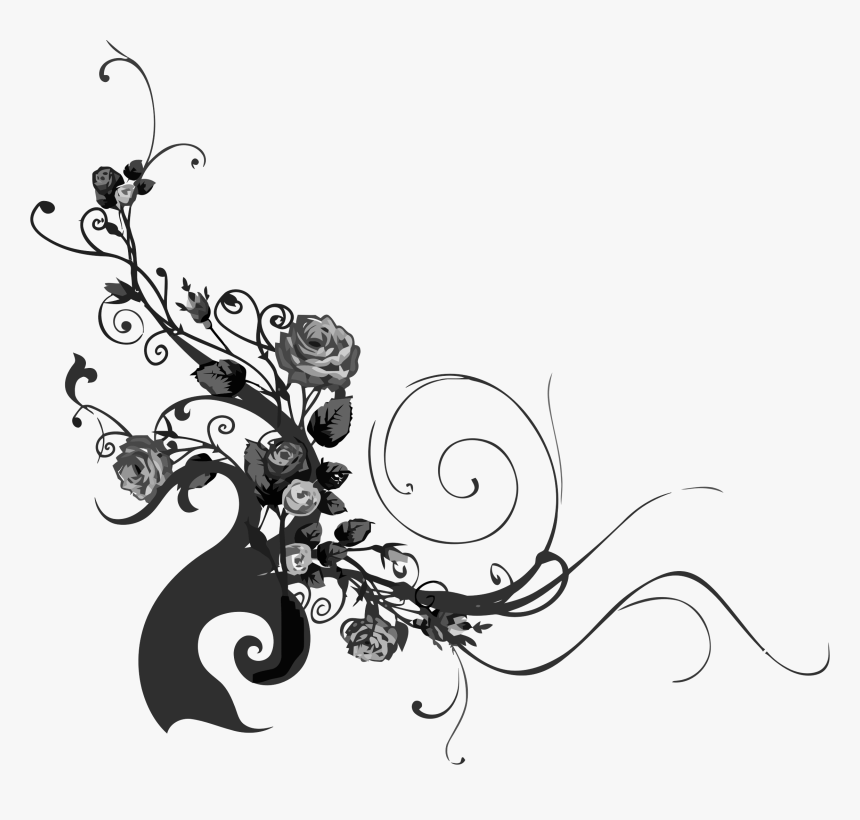 This Free Icons Png Design Of Rose Floral Flourish - Rose Vine Silhouette Png, Transparent Png