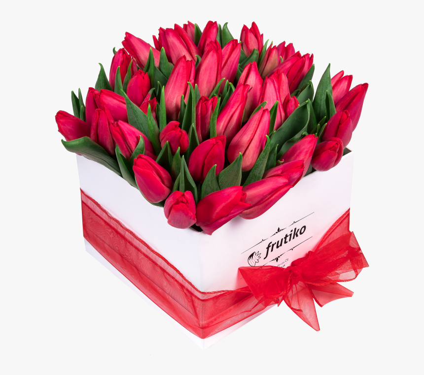 White Box Of Red Tulips, HD Png Download
