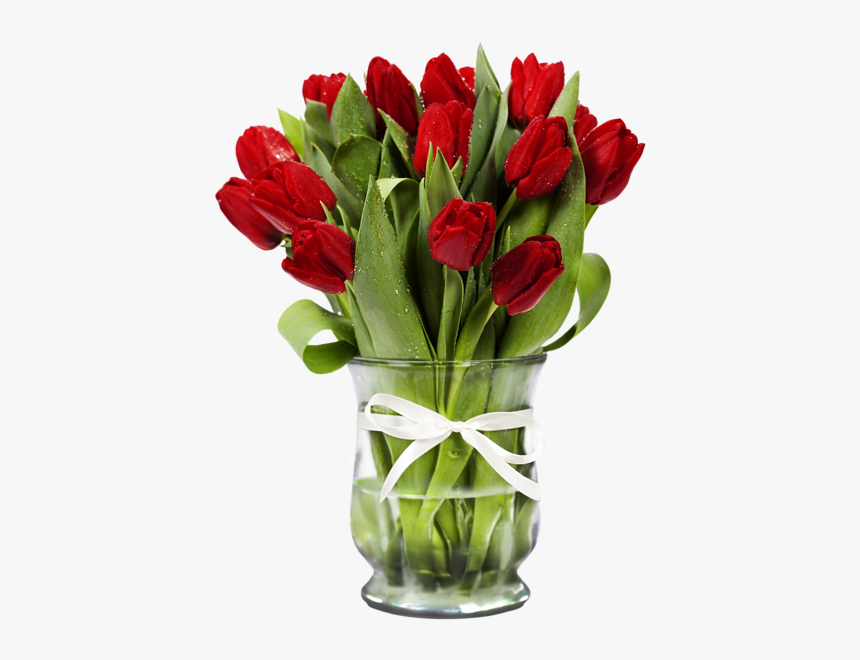 #vase #bouquet #red #tulips #tulip #flower #flowers - Vase Of Flowers Png, Transparent Png
