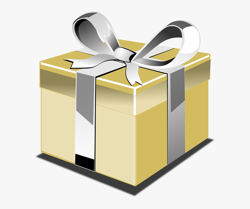 Present, Gift, Ribbon, Bow, Yellow, Gold, Silver - Present Pink, HD Png Download