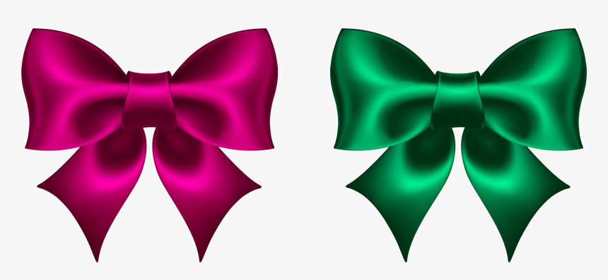 Christmas Bow Tie Clipart 13 Clip Art - Pink And Green Bow, HD Png Download
