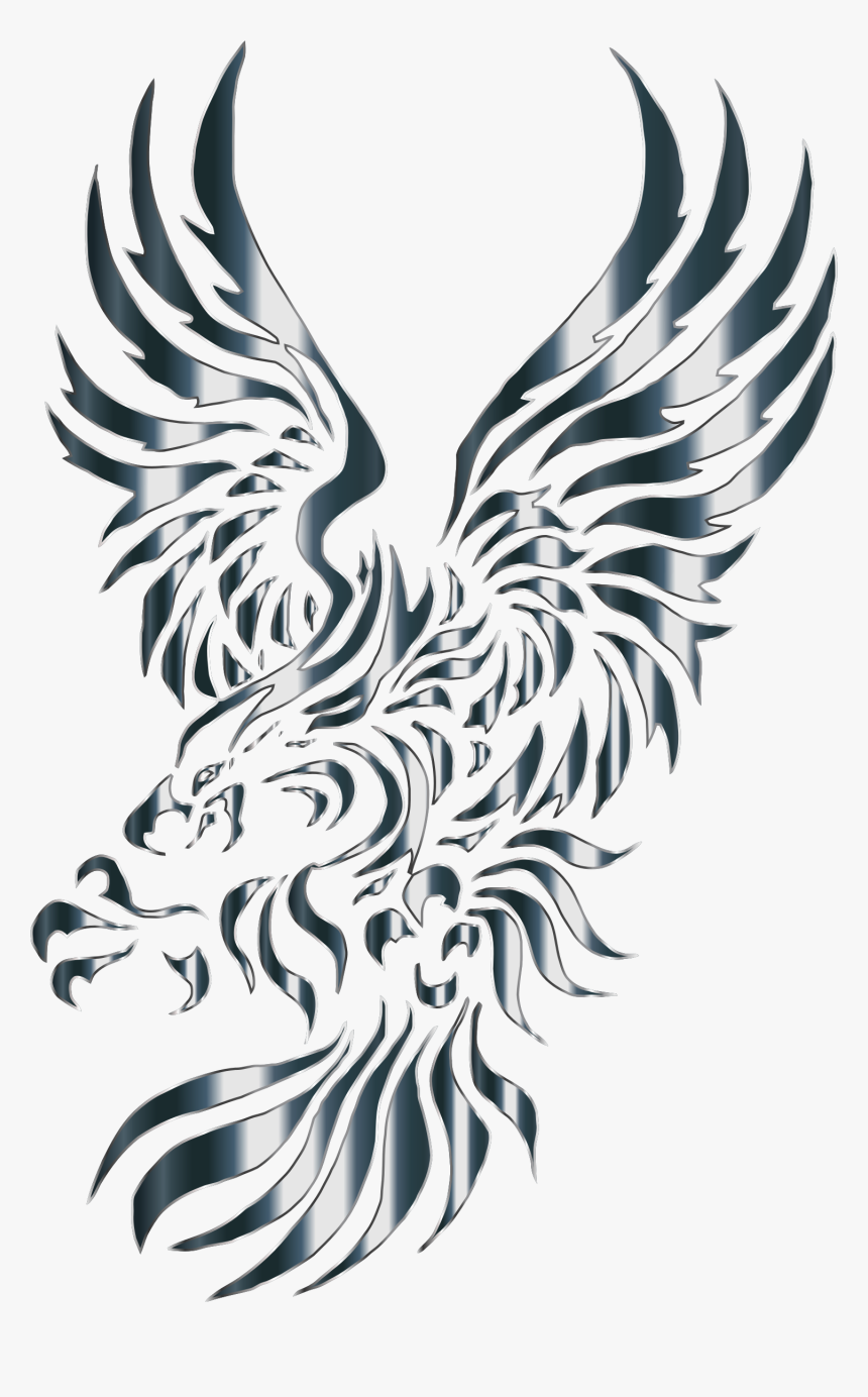 Chromatic Tribal Eagle 2 6 No Background Clip Arts - Bald Eagle Tribal Tattoo, HD Png Download
