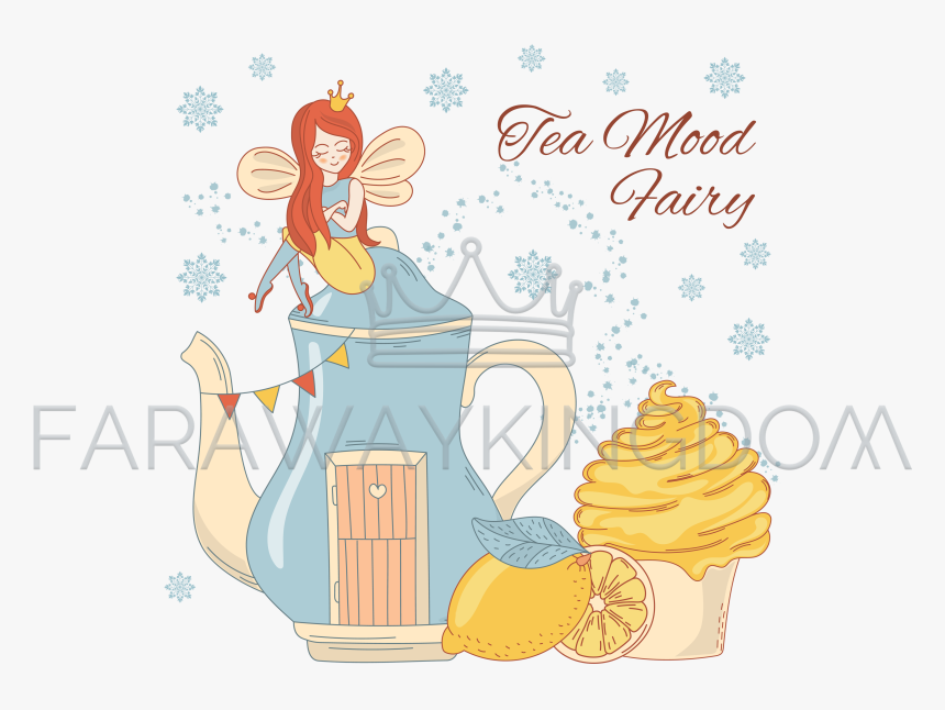 Tea Mood Fairy Sweet Dessert Princess Vector Illustration - Fabric, HD Png Download