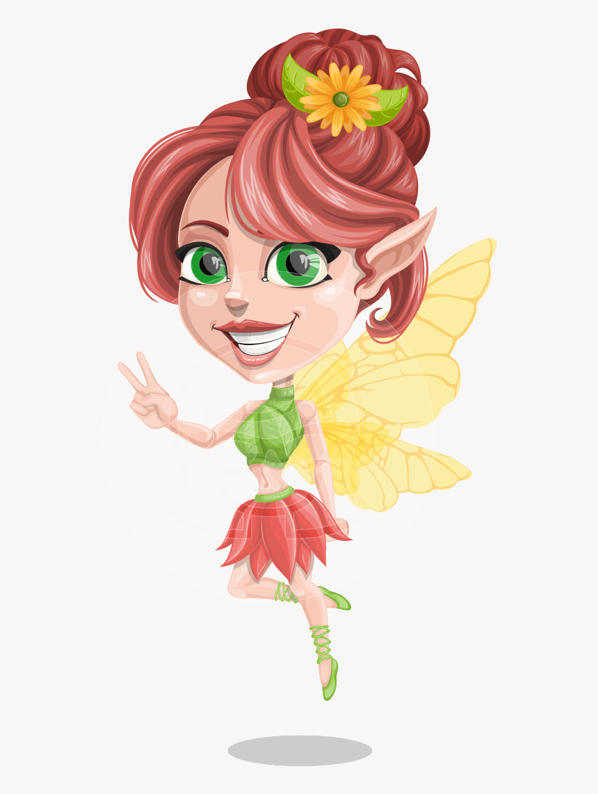 Cute Fairy Vector Cartoon Character Aka Frida The Flower - Flower Fairy Image Cartoon, HD Png Download