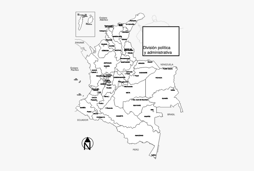 Colombia Regions Map Vector Image - Mapa De Colombia Con Sus Divisiones Departamentales, HD Png Download