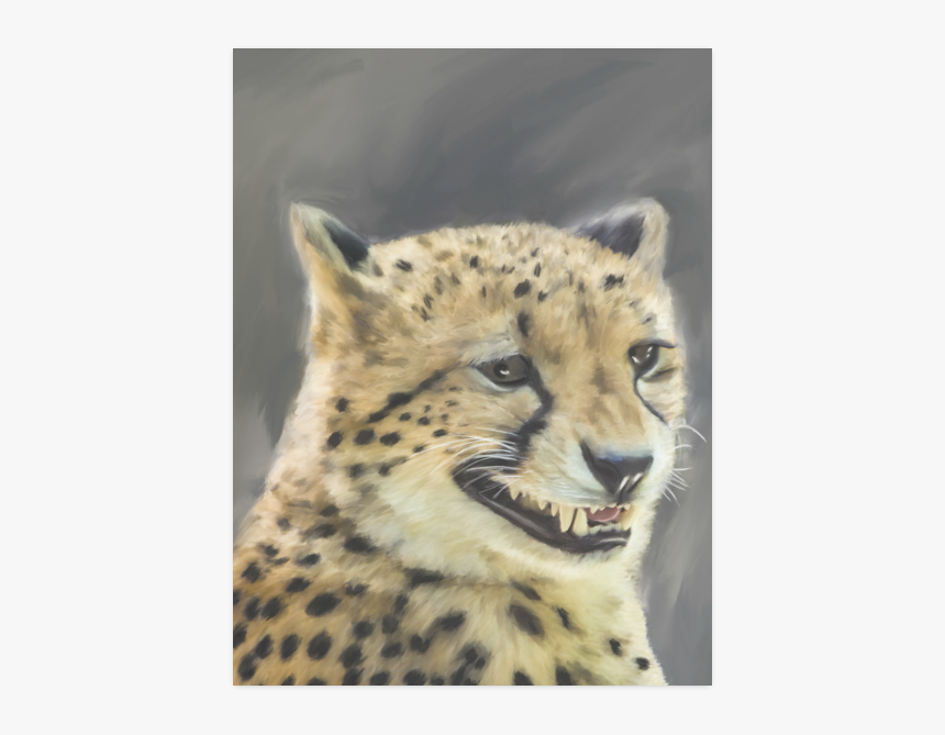 Painting Grinning Cheetah Portrait Poster 18 X24 - Cheetah, HD Png Download