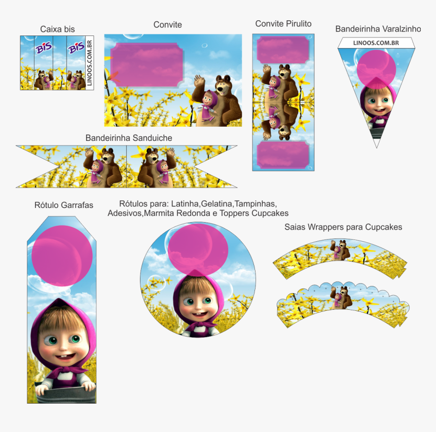 Adesivos Personalizados Masha Eo Urso, HD Png Download