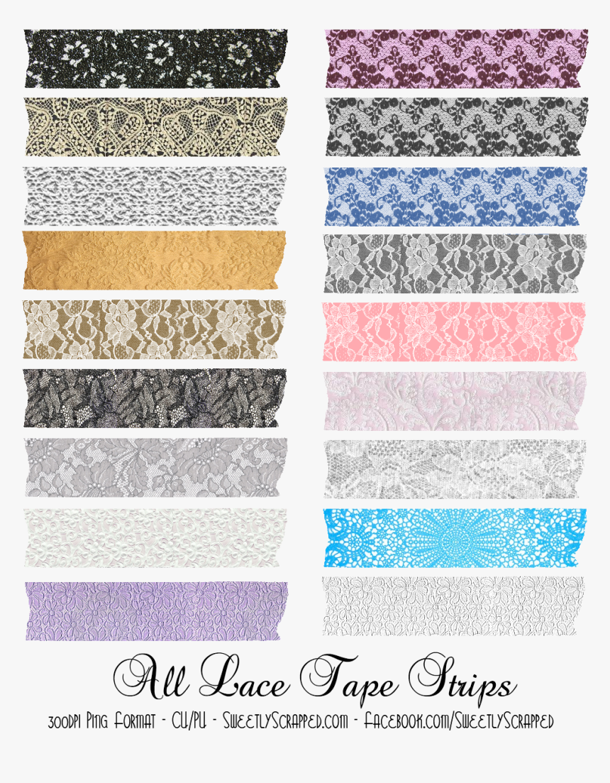 Transparent Lace Png Texture - Printable Pastel Washi Tape, Png Download
