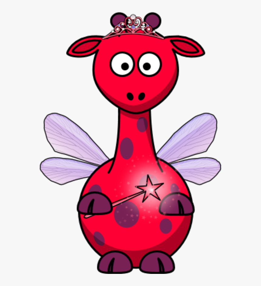 Giraffe As A Fairy - Red Giraffe Cartoon Transparent, HD Png Download