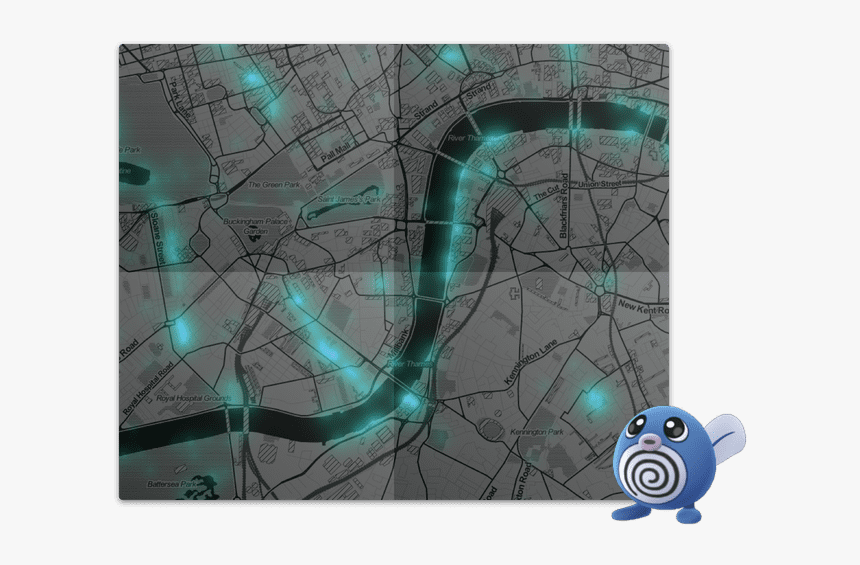 Pokemon Go Map Showing Sightings Of Poliwag In Londond - Insect, HD Png Download