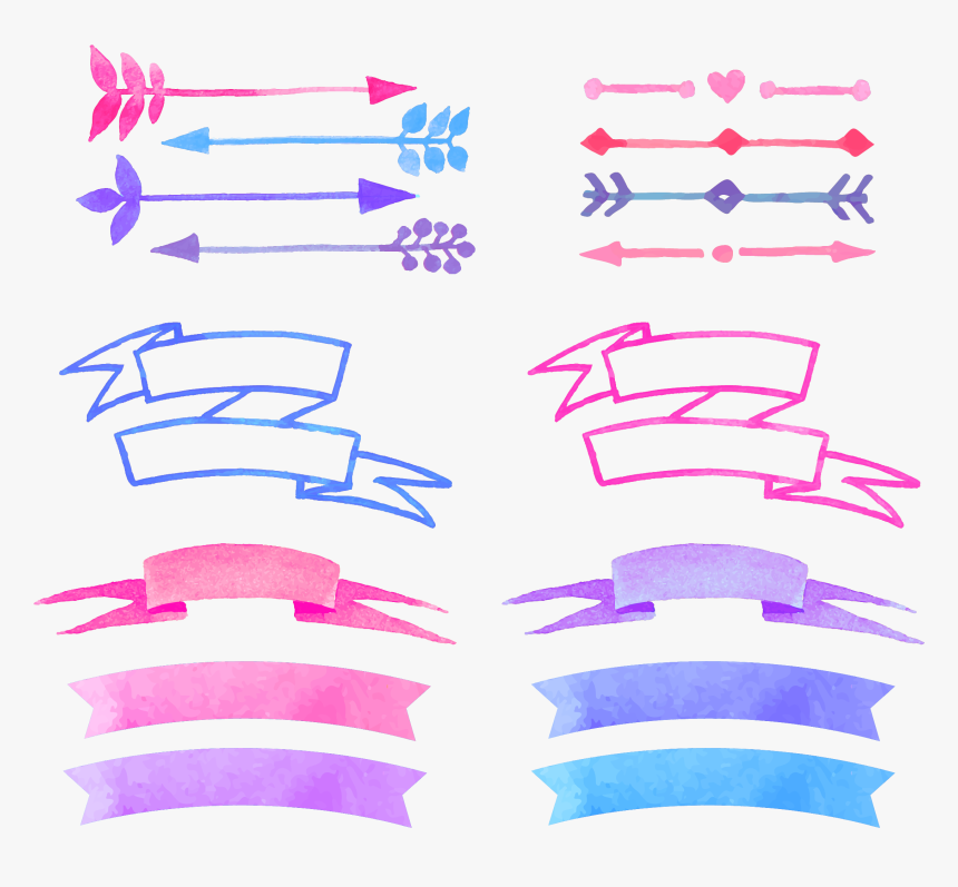 Watercolor Painted Banners Vector Painting Free Download - Watercolour Banner Vector, HD Png Download