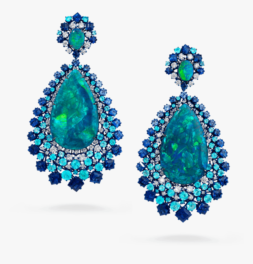 Opal Earrings With White Diamonds - Opal Sapphire Earring Set, HD Png Download