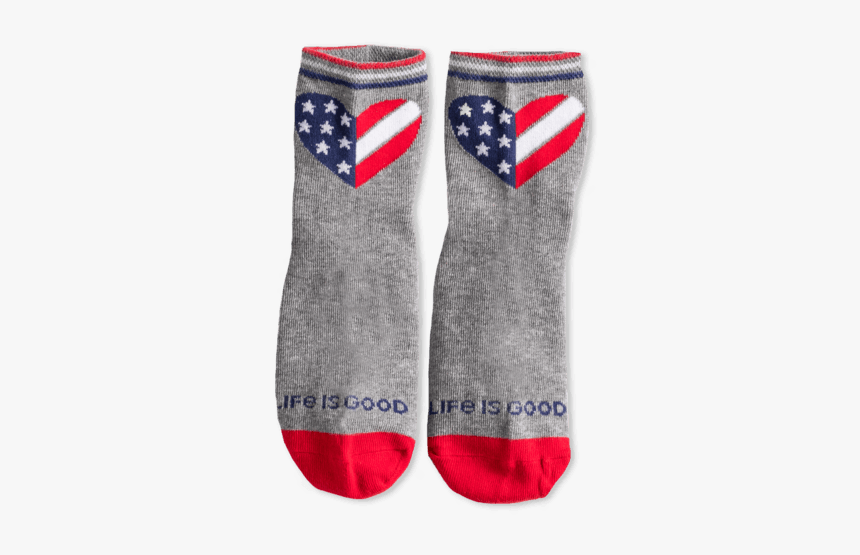 Girls Stars & Stripes Heart Quarter Socks - Sock, HD Png Download