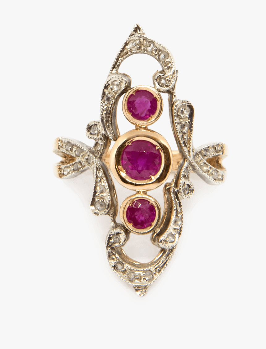 Three Ruby Ring - Diamond, HD Png Download