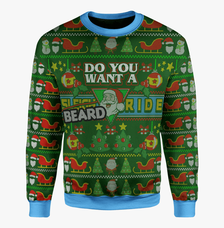 Beard Rides Christmas Sweater - Ugly Christmas Sweater Clipart Free, HD Png Download