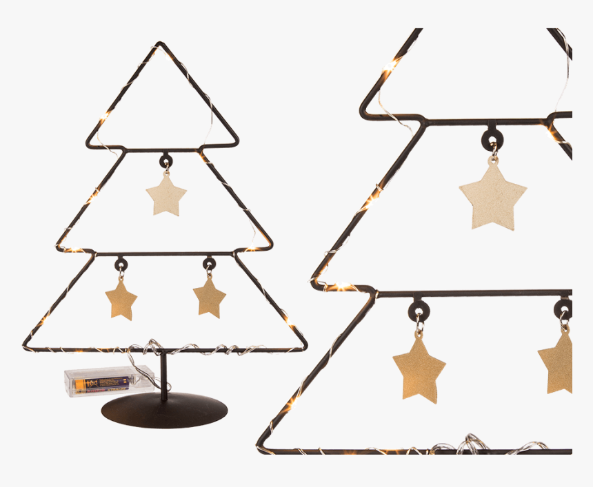Arbol De Navidad Negro De Metal Con Estrellas Doradas - Arbol Navideño De Metal, HD Png Download